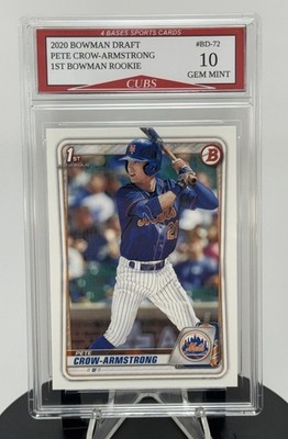 2020 Bowman Pete Crow-Armstrong 1st Bowman Rookie Card #BD-72 Gem Mint 10