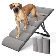 Veehoo Foldable Dog Ramp for Bed Couch Large Dogs, Adjustable 17-23'' High