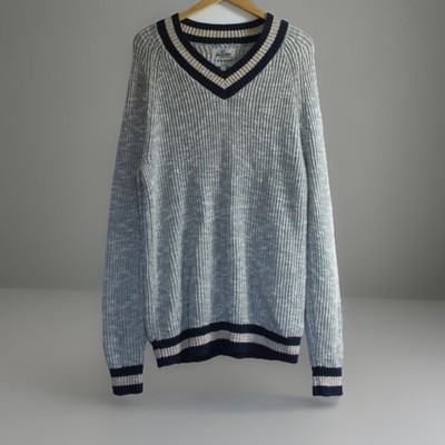 John Partridge & Co Cotton Linen V-Neck Jumper Mens Size M Grey Cricket Sweater