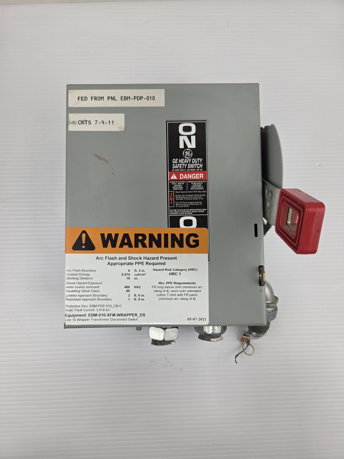 General Electric THN3361 Heavy Duty Safety Disconnect Switch 30A 600V 3P
