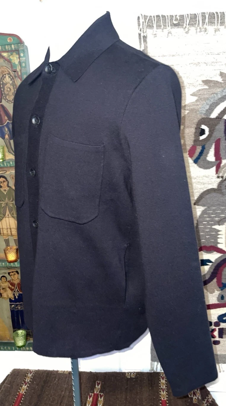 NEW Rag & Bone Hunter Black Cotton Compact Knit Shirt Jacket Sz M NWT $428 - product detail image 12