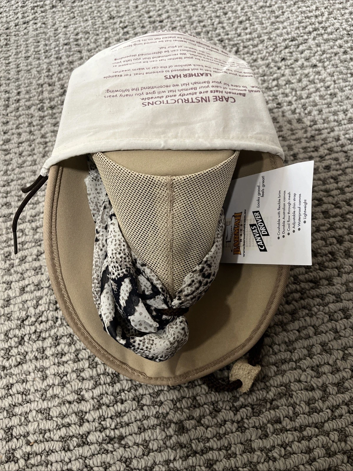 Barmah Aussie Canvas Breeze Hat Ladies Small Tan Mesh Crown Sun Outdoor Hat