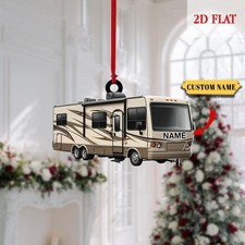 Personalized RV Camper Ornament, Custom Motorhome Christmas Tree