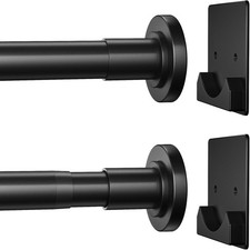 Black Shower Curtain Rod,1 Inch Diameter Stainless Steel Adjustable Spring