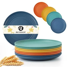 Best Appetizer Plates 5.7 Inch, Unbreakble Wheat Straw Plate Sets of 8, Plastic