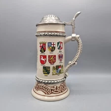 Vintage Gerz German "Old Germany" Beer Stein 7.5" Tall With Pewter Lid, Handle