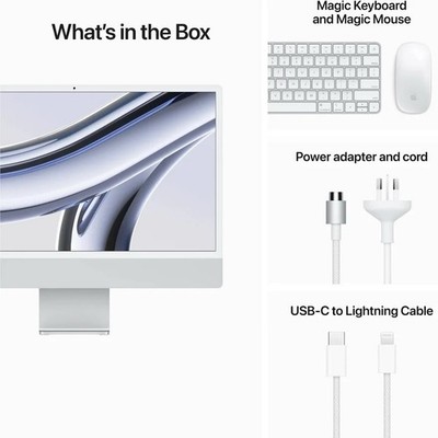 New Apple iMac 24'' M3 8GB 512GB SSD, 10-Core GPU, 4.5K Retina Display, Silver