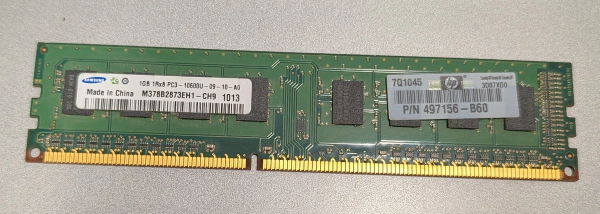 PC3-10600 (DDR3-1333) Bus Speed Computer RAM 1 GB Total Capacity