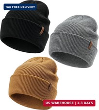 3 Pack Beanie for Men Women, Thermal Winter Knit Hats for Cold Weather