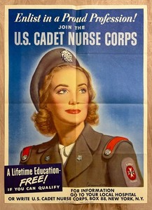 1944 Enlist In Proud Profession Cadet Nurse Corps Poster Edmundson WWII Nursing