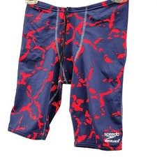 Speedo Endurance Mens Jammer Swimsuit Navy Red Graphic Size 28 7705011