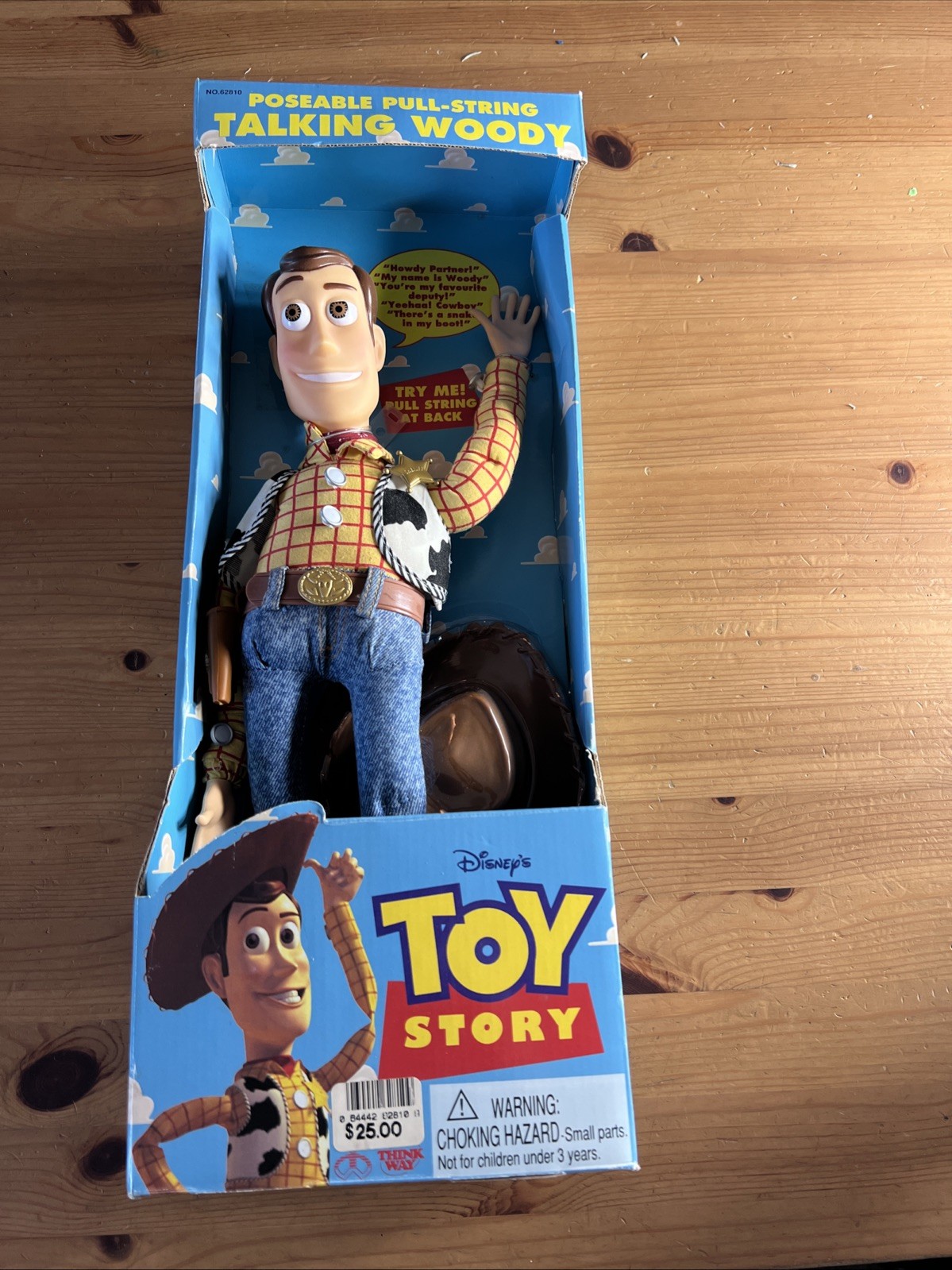 1995 Vintage Disney Toy Story Talking Woody Pull-String Doll Thinkway Toys 62810