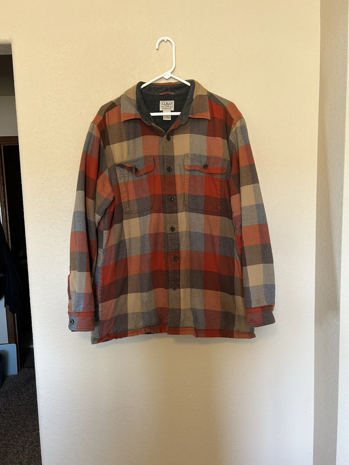 L.L. Bean Fleece Lined Flannel Button Up Shirt