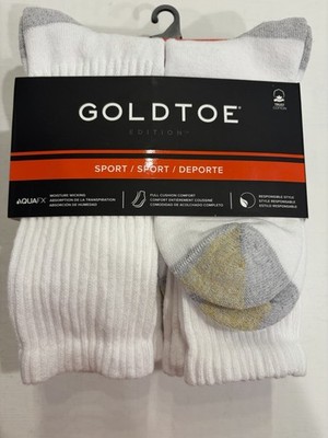Gold Toe Edition Men's White Crew Sport Cushion Sock 6 Pair Shoe Size 6-12.5 New