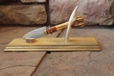 Opal Opalite blade ~Flintknapping ~ Deer leg bone knife ~blue pine knife stan