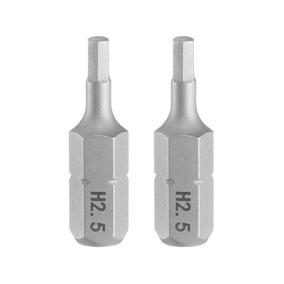 2pcs H2.5 Magnetic Hex Screwdriver Bit 1/4'' Hex Shank 25mm Length S2 Steel