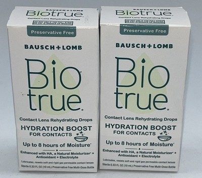 2pk Biotrue Hydration Boost For Contacts , (0.33Fl Oz each) Exp:09/2026