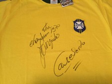 BRAZIL 1970 WORLD CUP SHIRT SIGNED BY JAIRZINHO & CARLOS ALBERTO