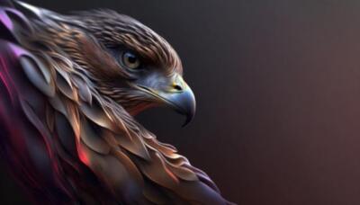 Wandbild: 3D Abstract Eagle Hawk Wildtier auf dunklem Hintergrund, [...]