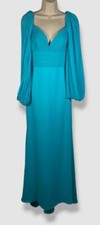 795 Badgley Mischka Women's Blue Pleated Sweetheart Gown Dress Size 2