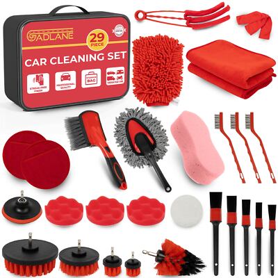GADLANE Auto Reinigungsset 29-teilig Detailing Aufbewahrungstasche Waschen Armaturenbrett Räder
