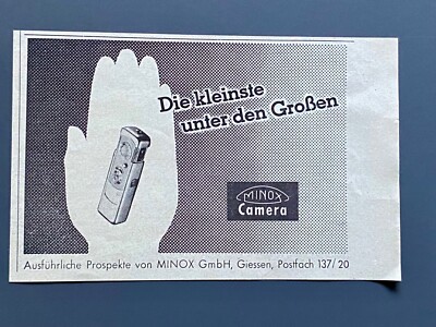 Minox Camera Giessen Heuchelheim Original 1956 Vintage Advert Werbung Reklame #2