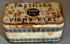 ANCIENNE BOITE MÉTAL PASTILLES VICHY Des années 1950 Forme rectangulaire patine 