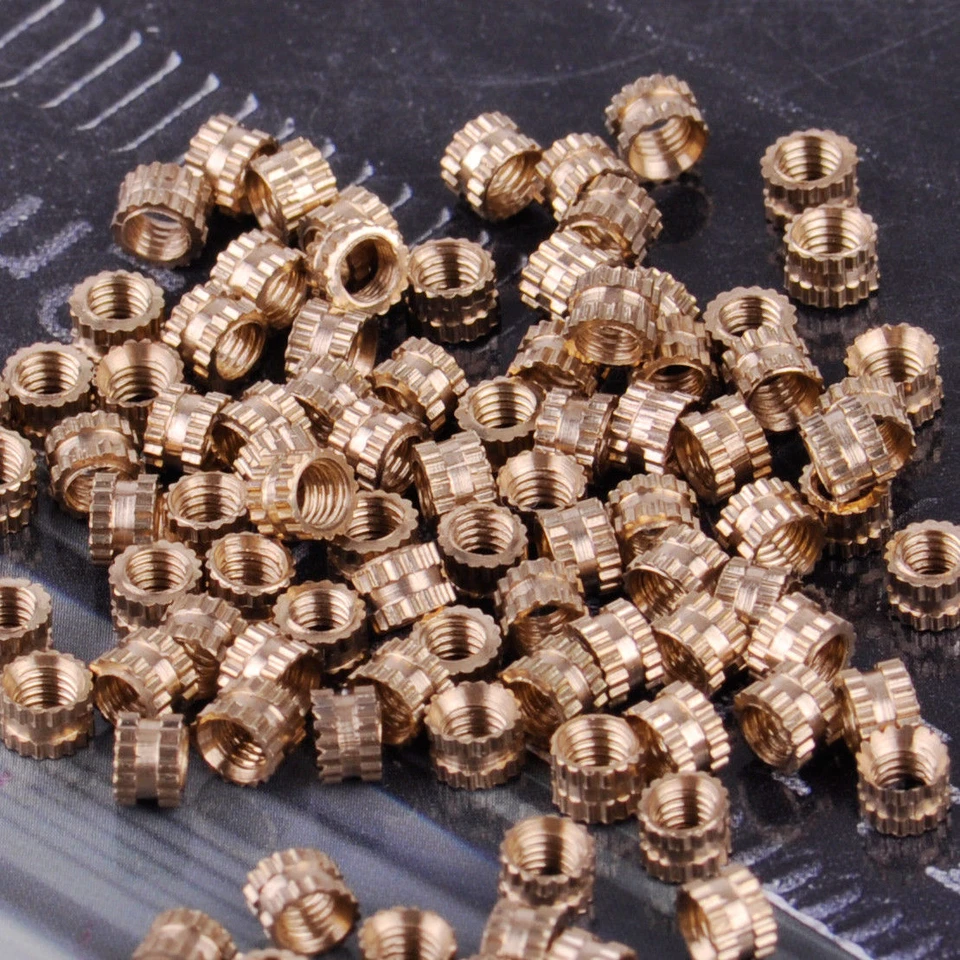 100 pezzi M3 x 3 x 4,3 mm femmina cilindro ottone dado zigrinato inserto incorporato filettato