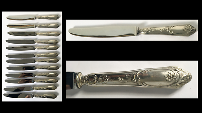 SERIE 12 COUTEAUX Metal Argenté Lame Inox Style Louis Xv Marly 24,5cm EUR 60,00 - FR SERIE 12 COUTEAUX Metal Argenté Lame Inox Style Louis Xv Marly 24,5cm EUR 60,00 - FR