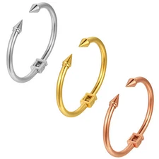 Women's Stainless Steel Spike Cuff Open Bangle Bracelet Wristband Silver Gold