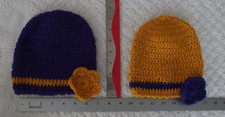Girls Infant Baby Crochet Hat Cap LOT purple gold NEW NWOT Handmade Flower
