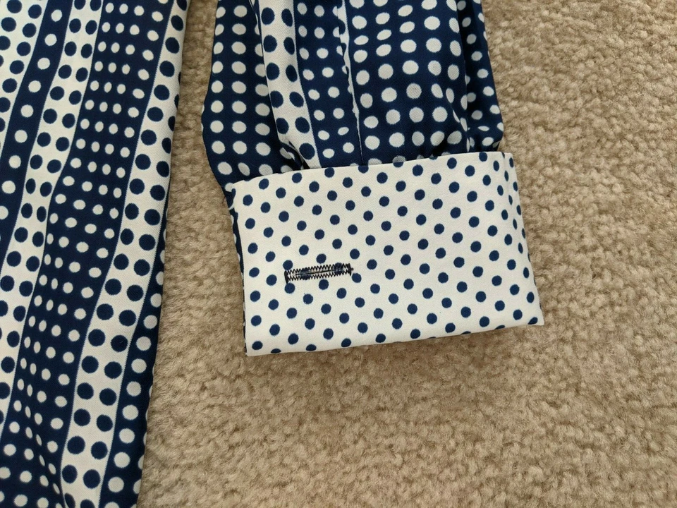 Vintage 1960s David Crystal Blue & White Polka Dot Dress w/ Belt - Photo 4/4