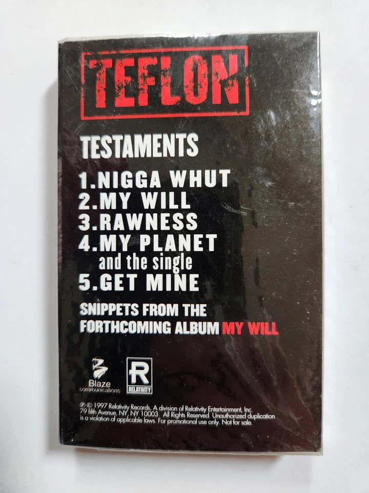 1997 Sealed TEFLON Cassette Tape WMOE Testaments EP Promo for My Will Album RAP  - Image 2 of 4