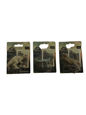 Jurassic World INDOMINUS REX/BLUE/T.REX 2.5'' Figurines With Bonus Card Set of 3