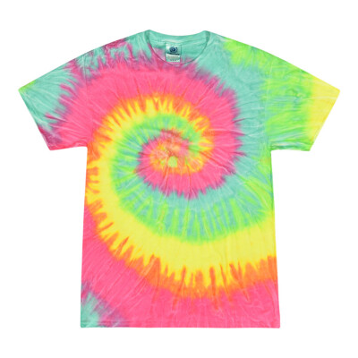 Multi-Color Tie Dye T-Shirts,  Kids & Adults Short Sleeve Cotton Colortone 