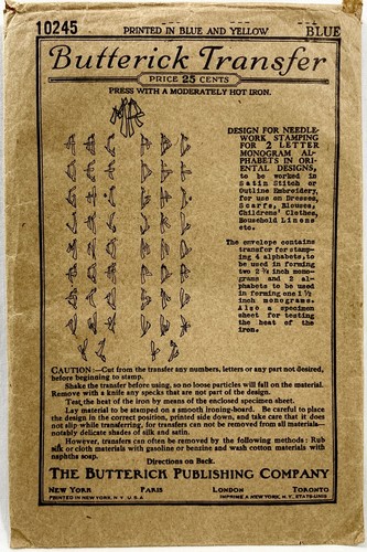 1910s Butterick Iron-On Embroidery Transfer Pattern 10245 Alphabet Antique 12646 - Picture 3 of 8