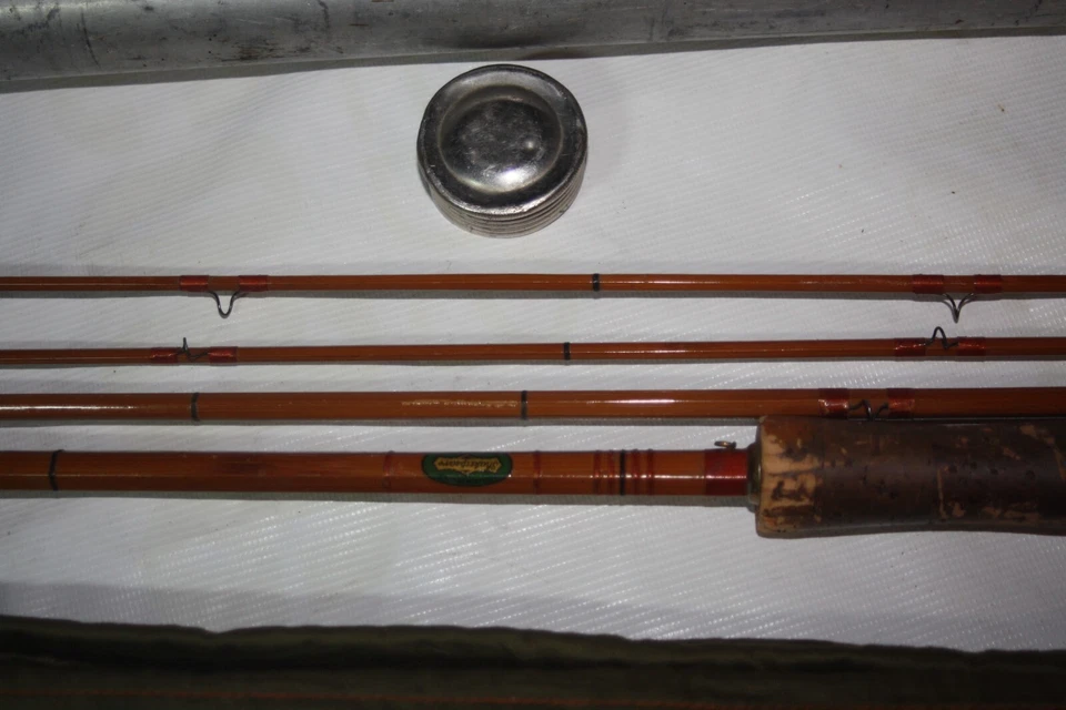 Caña de bambú Shakespeare #1367 vintage de 1920 8 1/2' pies con estuche punta extra Foto 4 de 4