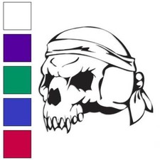 Doo Rag Biker Skull, Vinyl Decal Sticker, Multiple Colors Sizes 1049