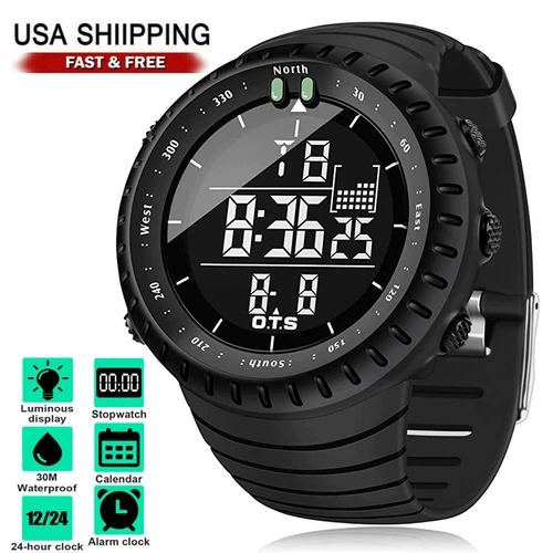 Men's Military Tactical LED Digital Sports Watch Backlight Wristwatch Waterproof