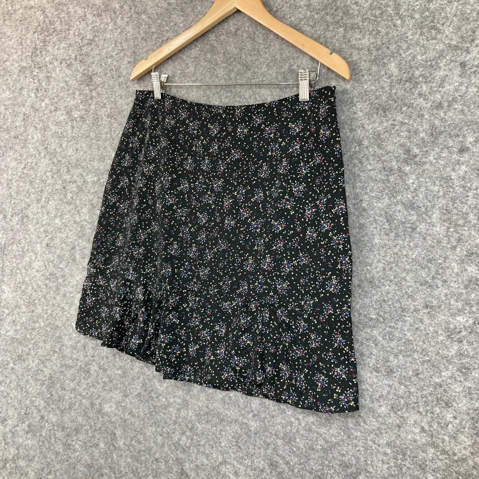 Target Womens Skirt Size 12 Black Floral A-Line Zip Mini Lined 36127 - Image 2 of 4