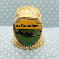 MS Noordam Souvenir Gold Tone Metal Thimble - Holland America Cruise Ship