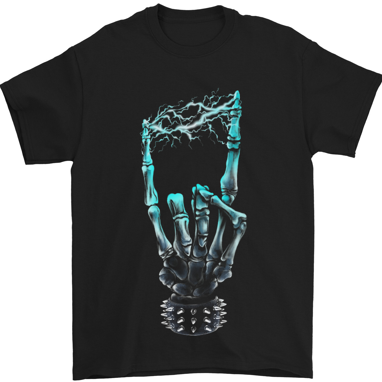Electric Rock Hand Guitar Heavy Metal Cotton Mens Tee  
