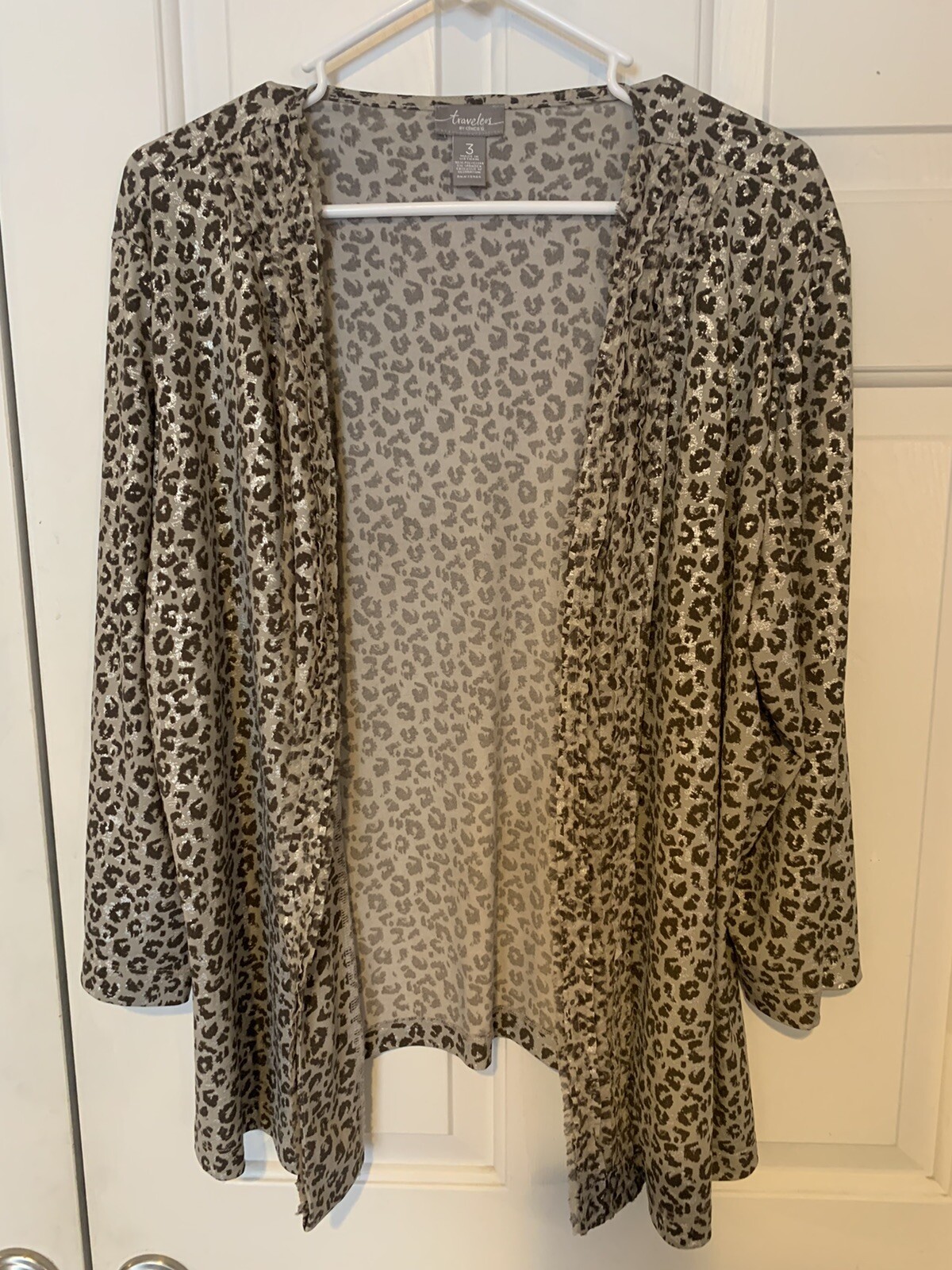 Chico Leopard Print Cardigan Size 
