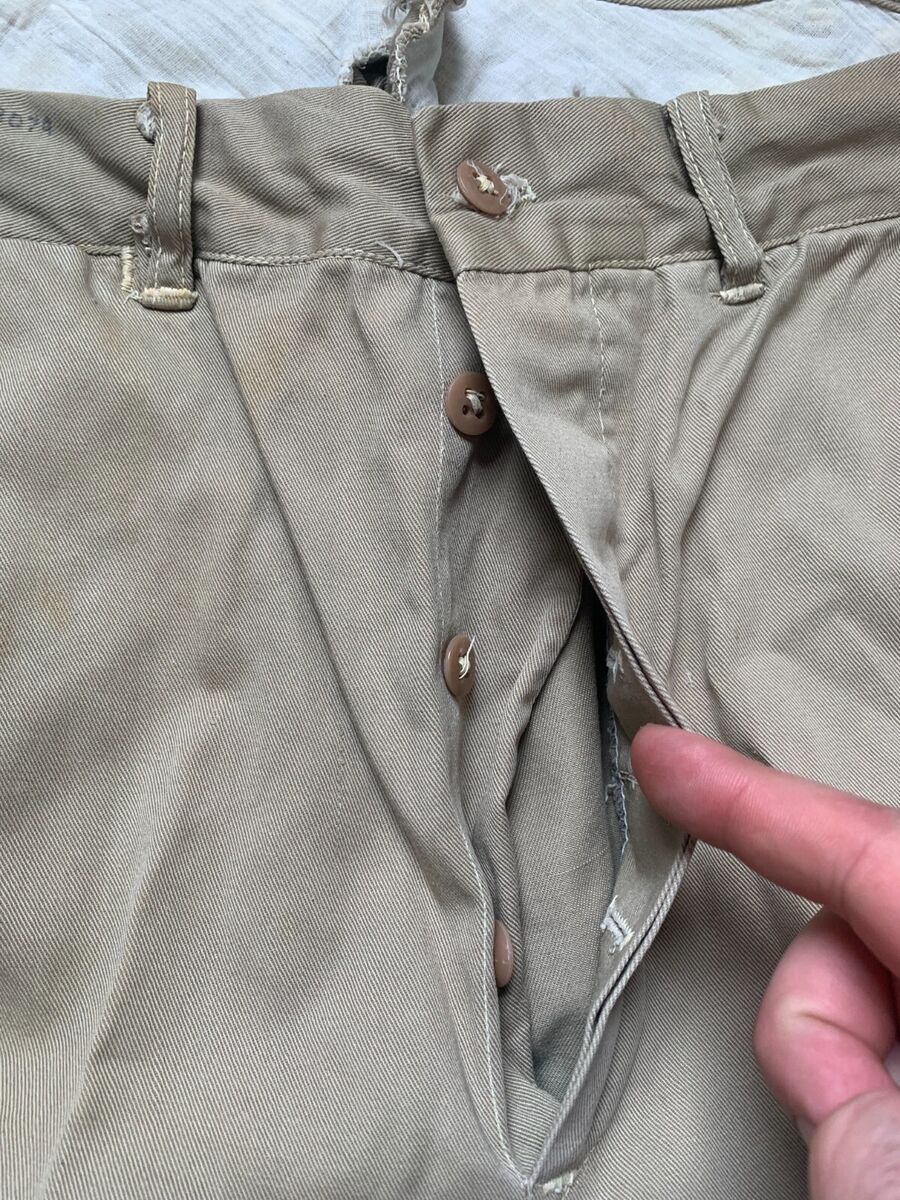 Vintage 40s 50s Button Fly Chino Military Army Khaki Pants Vintage 40s 50s Button Fly Chino Military Army Khaki Pants