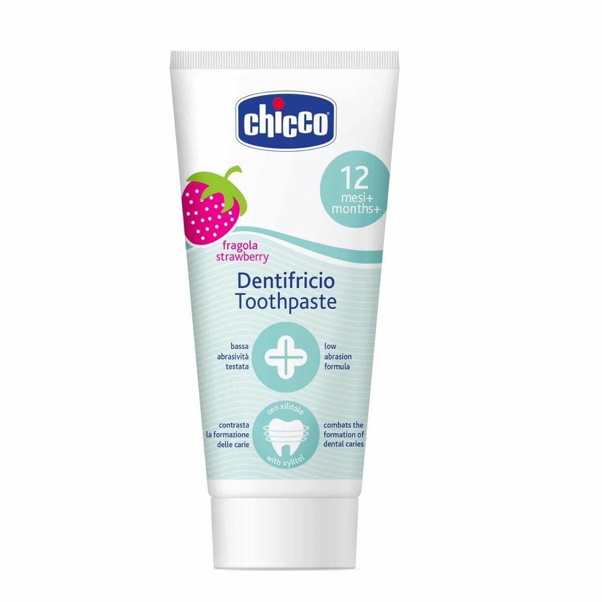 Chicco Toothpaste, Strawberry Flavour for 12m+ Baby, Fluoride-free 50ml,