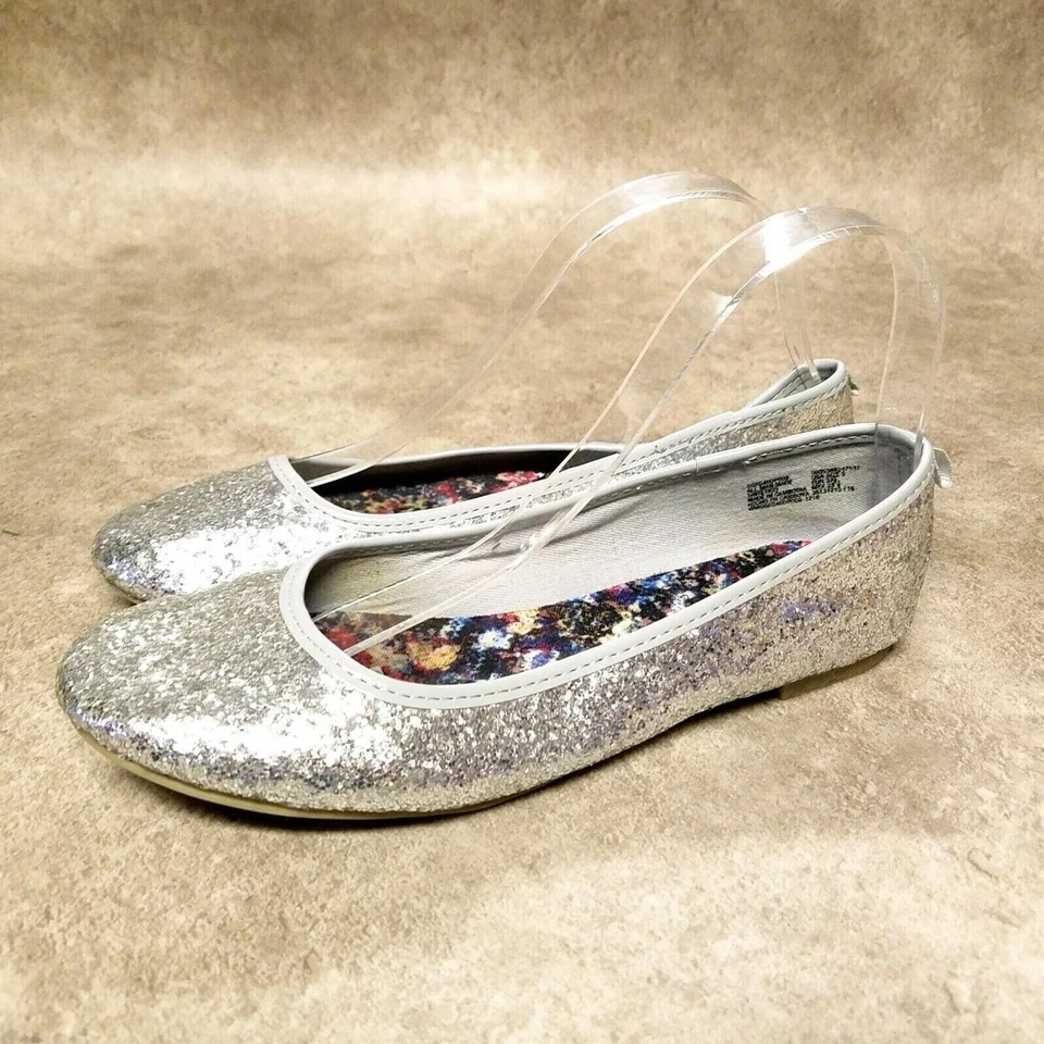 Faded Glory Womens Size 5 Silver Slip On Glitter Ballet Flats - Image 3 of 4