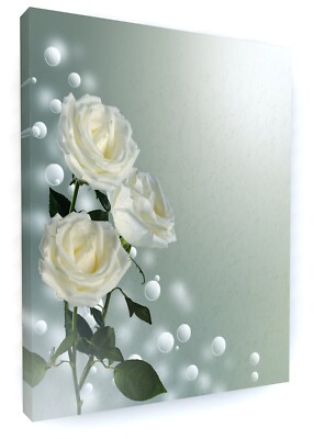 WHITE ROSE FLOWER FLORAL CANVAS PICTURE PRINT WALL ART A924 | eBay UK