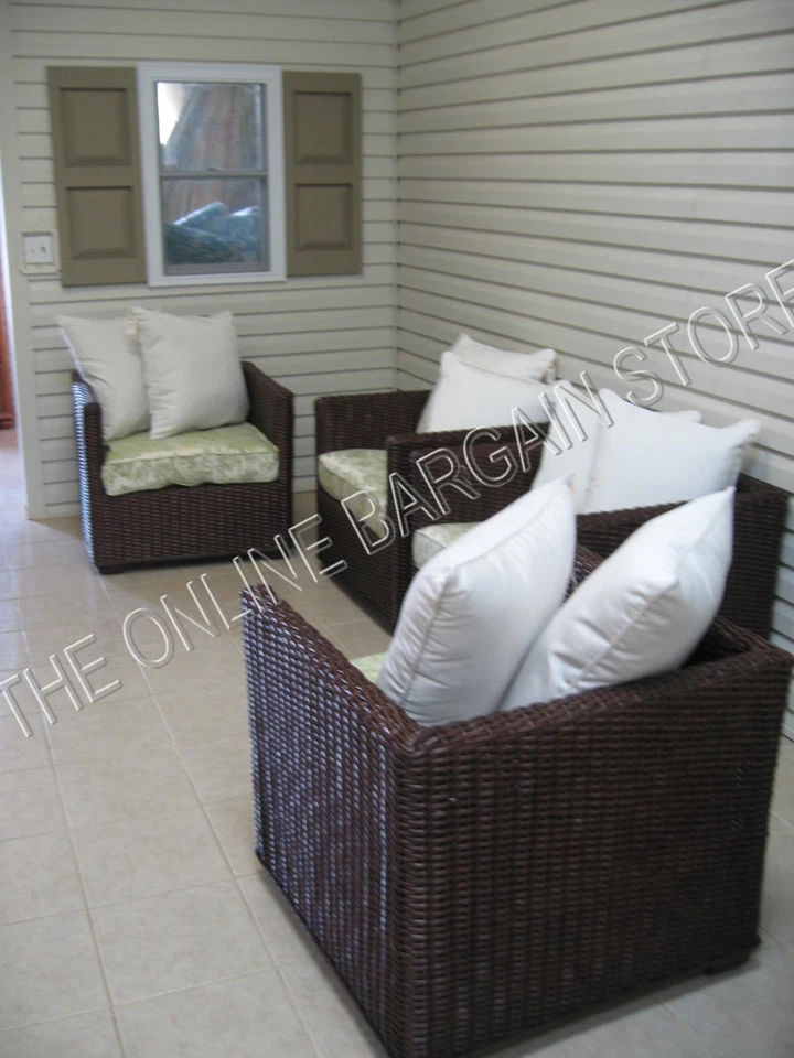 Frontgate Cassara Sunbrella Chair Ottoman Bottom CUSHION 25x27 Canterbury Green - Image 3 of 4