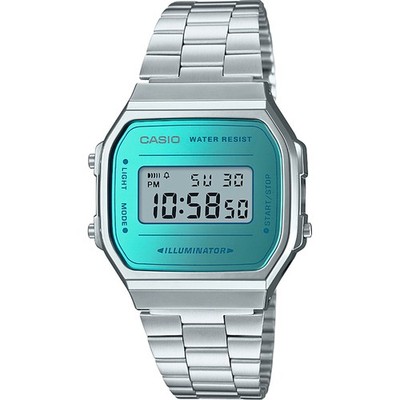 Wristwatch CASIO A168WEM-2EF Stainless Steel Light Blue Unisex Digital
