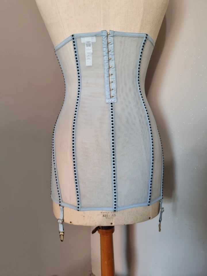 LA PERLA MADE IN ITALY SERRE TAILLE PORTE JARRETELLE GAINE BLEU STRASS LUXE NEW - Photo 2/4